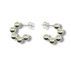 Orbit Bead Hoops - Silver
